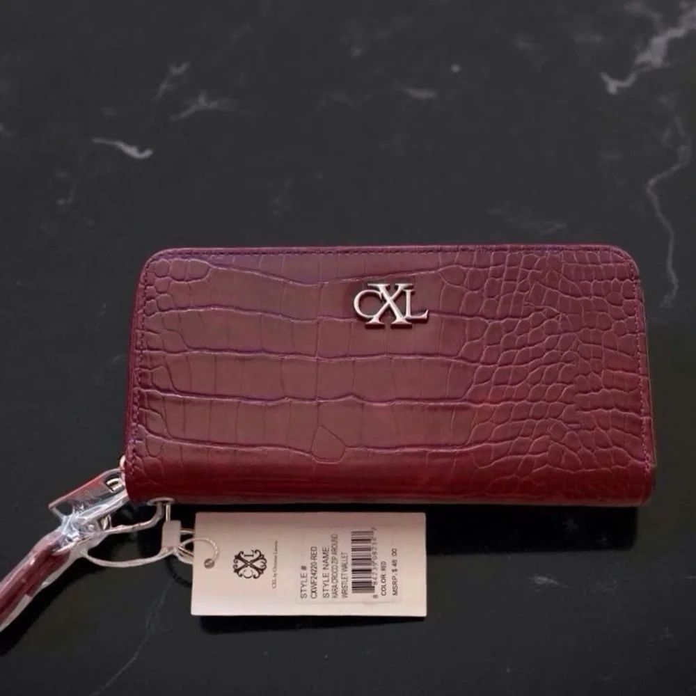 CXL by Christian Lacroix Kara Croco Zip Wristlet Wallet Red NWT Classic